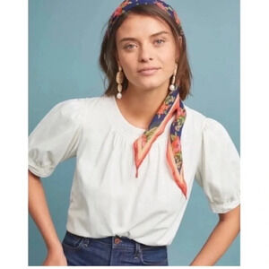 Anthropologie | Rialto Stitched Knot Tie Puff Sleeve‎ Top Size XS